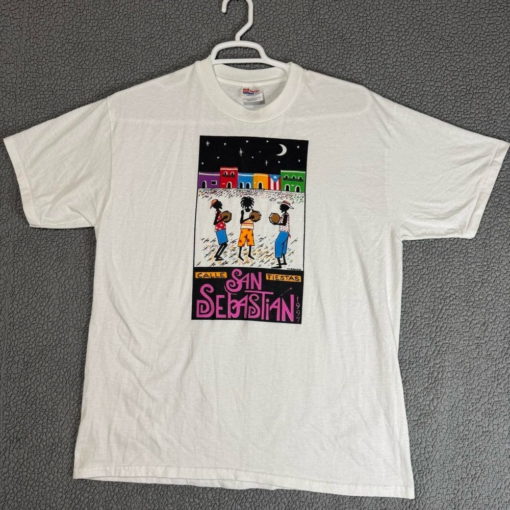 Vintage Calle Fiestas San Sebastian T Shirt Dated 1997 Size Large